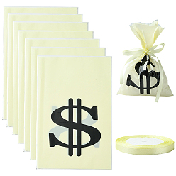 Лимонный шифон 100 шт. целлофановые пакеты OPP черного цвета со знаком доллара, прямоугольные, лимонный шифон, 23x14.9x0.01 см