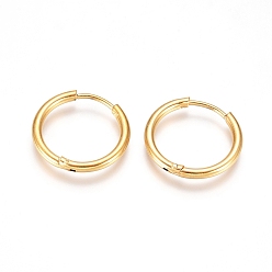 Golden 304 Stainless Steel Huggie Hoop Earrings, with 316 Surgical Stainless Steel Pin, Ion Plating(IP), Ring, Golden, 18x2mm, 12 Gauge, Pin: 0.9mm
