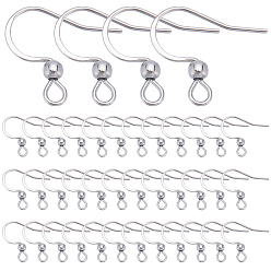 Нержавеющая Сталь Цвет 200шт 304 французские серьги из нержавеющей стали, плоская ушная проволока с шариком, цвет нержавеющей стали, 21 датчик, 15~17x18 мм, отверстие : 2 мм, штифты : 0.7 мм