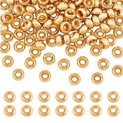 Настоящее золото 18K 150 шт. Латунные распорные втулки, без никеля , плоско-круглые, реальный 18 k позолоченный, 5x3 мм, отверстие : 2 мм