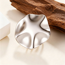 Stainless Steel Color 304 Stainless Steel Open Cuff Rings for Women, Nuggets, Stainless Steel Color, 28.5x29mm, Inner Diameter: 18mm