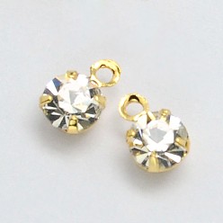 Прозрачный Плоский круглый золотой тон латуни микро проложить кубических прелести диоксида циркония, без кадмия, без никеля и без свинца, прозрачные, 6x4x3 мм, отверстие : 1 мм
