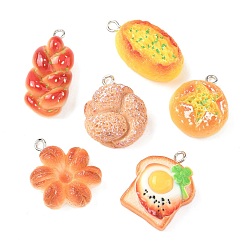 (52) Непрозрачная лаванда Непрозрачные подвески смолы, искусственный хлеб, с платиновыми тоновыми железными петлями, разнообразные, разноцветные, 23~30x14~20x7.5~11.5 мм, отверстие : 2x2.5 мм