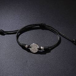 Черный Браслеты из сплава викингов, регулируемые вощеные браслеты для мужчин, вегвизир, чёрные, 12.60 дюйм (32 см)