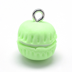 Светло-зеленый Полимерной глины ручной работы подвески, Macarons, светло-зеленый, 18~20x14~15 мм, отверстие : 2 мм