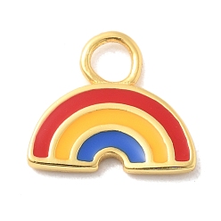 Радуга 925 подвески из стерлингового серебра с разноцветной эмалью, золотые, с печатью 925, радуга, 9.5x10.5x1 мм, отверстие : 2.5 мм