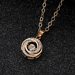 Золотой Латунные микропаве прозрачные кубические цирконии спиральные подвески ожерелья для женщин, золотые, 15.75 дюйм (40 см)