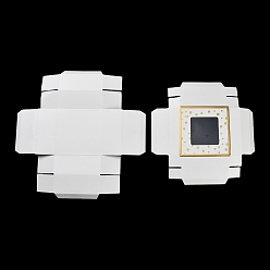 Белый Картонные подарочные коробки с золотым тиснением в горошек, с видимым окном, квадратный, белые, 12x12x5 см