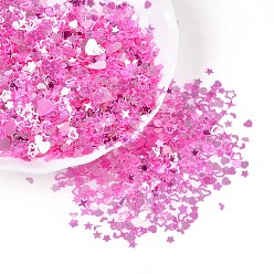 Ярко-Розовый Аксессуары для орнаментов, пластиковые пайетки / блестки из пвх, нет отверстий / неосвещенных бусинок, разнообразные, ярко-розовый, 1.5~6.5x2.5~8x0.3~0.6 мм