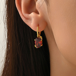 Настоящее золото 18K Латунные овальные серьги-кольца, с кубического циркония, реальный 18 k позолоченный, 25.6x8.9 мм