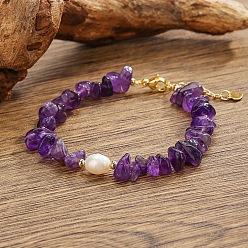 Аметист Элегантные браслеты в богемном стиле из натуральных аметистовых бус., 2.17 дюйм (5.5 см)