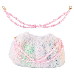 Pink АБС-пластик имитация жемчуга круглые бусины двухслойные удлинительные цепочки для сумок, Сплав с застежками, аксессуары для замены сумок, золотые, розовые, 440 мм