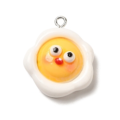 Egg Подвески из смолы, с фурнитурой платина железная, имитация еды, яйцо, 26x22x9.5 мм, отверстие : 2 мм