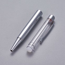 Silver Creative Empty Tube Ballpoint Pens, with Black Ink Pen Refill Inside, for DIY Glitter Epoxy Resin Crystal Ballpoint Pen Herbarium Pen Making, Silver, Silver, 140x10mm