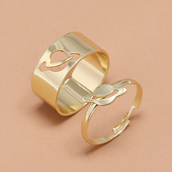 Золотой Набор колец из сплава, включают манжетные кольца/кольца для пальцев, планета, кольца пара, золотые, внутренний диаметр: 17 мм