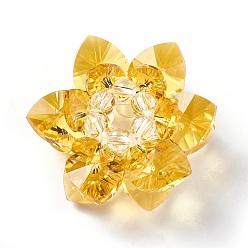 Or Perles de verre tissées, perles de cluster, lotus, or, 38x22mm, Trou: 8mm