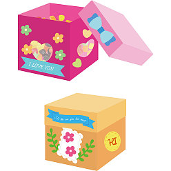 Box Углеродистая сталь разрезает трафареты, для diy scrapbooking, Фотоальбом, декоративная бумага для тиснения, коробка, 117~128x128~152x0.8 мм, 2 шт / комплект