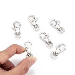 Stainless Steel Color Polished 316 Surgical Stainless Steel Large Lobster Claw Swivel Clasps, Swivel Snap Hooks, Stainless Steel Color, 35x17x4.5mm, Hole: 6x8mm