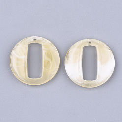 PapayaWhip Acrylic Pendants, Imitation Gemstone Style, Flat Round, PapayaWhip, 39x39.5x7mm, Hole: 1.5mm, about 112pcs/500g