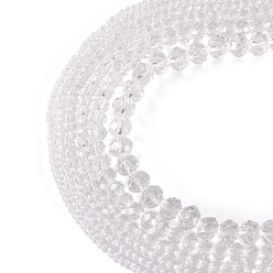 Прозрачный 6 нити 6 стили стеклянные бусины нити, граненые, рондель, прозрачные, 2.3~8x2~6 мм, отверстие : 0.4~1 мм, около 64~155 шт / нитка, 12.6~16.54 дюйм (32~42 см), 1 прядь / стиль