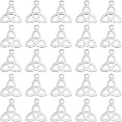 Stainless Steel Color 30Pcs 304 Stainless Steel Charms, Laser Cut, Trinity Knot/Triquetra, Irish, Stainless Steel Color, 13.3x11.7x1mm, Hole: 1.5mm