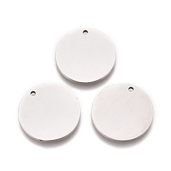 Нержавеющая Сталь Цвет Не тускнеющие 304 подвески из нержавеющей стали, зеркальная полировка, штамповка пустой метки, лазерная резка, плоско-круглые, цвет нержавеющей стали, 14.8x1.1 мм, отверстие : 1.2 мм