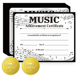 Musical Note 1установить владельцев сертификатов о награждении, обладатели дипломов, прямоугольные, 8 листы самоклеящиеся наклейки с тиснением золотой фольгой, музыкальная нота, 200x250 мм