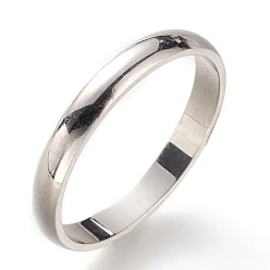 Stainless Steel Color 304 Stainless Steel Plain Band Rings, Stainless Steel Color, 3mm, US Size 7~7 3/4(17.3~17.9mm)