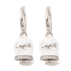 Белый Женские серьги-кольца из латуни и эмали, без свинца и без кадмия, реальный 18 k позолоченный, белые, 30 мм