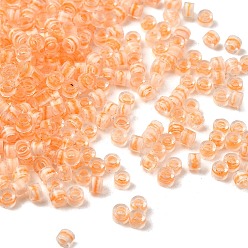 Оранжевый Цилиндрические стеклянные бусины, прозрачные цвета внутри, оранжевые, 2.5x1.8 мм, отверстие : 2 мм, Около 2700 шт / 450 г