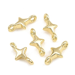 Настоящее золото 14K Подвески из латуни, звездные ссылки, реальный 14 k позолоченный, 9.5x5x2 мм, отверстие : 1 мм
