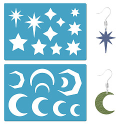 Луна Акриловая серьга ручной работы шаблон, трафареты для резки кожи, глубокое синее небо, луна, 130x90x2 мм, 2 шт / комплект