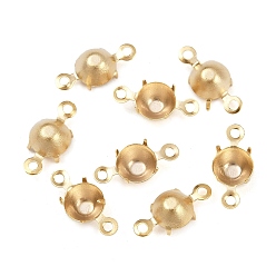 Настоящее золото 24K Подвески-подвески с когтями из латуни и стразами, без кадмия и без свинца, плоско-круглые, реальный 24 k позолоченный, пригодный для стразов 3 мм, 10x4.5x3.5 мм, отверстие : 1 мм