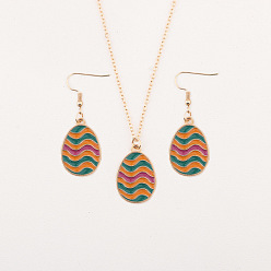 Разноцветный Комплект из подвески и сережек-подвесок из эмалированного сплава в виде пасхального яйца, красочный, 18.11 дюйм (460 мм)