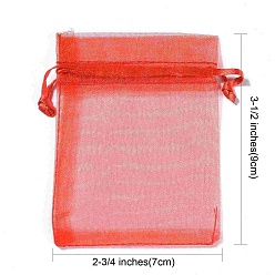 Red Organza Bags, Wedding Favour Bags, Mother's Day Bags, Red, about 7cm wide, 9cm long
