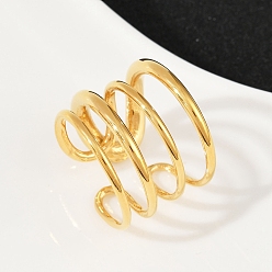 Золотой 304 из нержавеющей стали манжеты кольца, золотые, 16 мм, размер США 8 1/2 (18.5 мм)