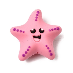 Морская звезда Силиконовые бусины на морскую тематику, фокусные бусы, розовые, морская звезда, 27x26x13 мм, отверстие : 2 мм