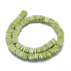 Other Jade Natural Xinyi Jade/Chinese Southern Jade Beads Strands, Square Heishi Beads, 9~10.5x9~11x2~7mm, Hole: 1.2mm, about 114~121pcs/strand, 15.5~15.9 inch(39.5~40.5cm)