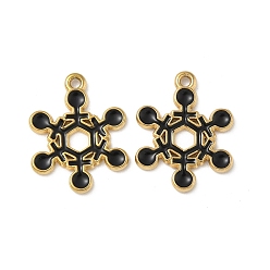 Снежинка 304 нержавеющей стальной эмали подвески, прелести рождественской тематики, ионное покрытие (ip), реальный 18 k позолоченный, снежинка, 21x16x1.5 мм, отверстие : 1.5 мм