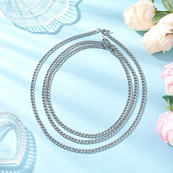 Нержавеющая Сталь Цвет 304 кубинская звеньевая цепь из нержавеющей стали 3 многослойные ожерелья для женщин и мужчин, не тускнеет, цвет нержавеющей стали, 18.90~24.92 дюйм (48~63.3 см), 3 шт / комплект