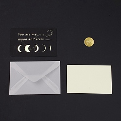 Moon Paper Thank You Greeting Cards with Envelopes and Paperboard, Rectangle, Moon Pattern, Greeting Card: 80x124x1mm, Envelop: 87x132x0.2mm, Paperboard: 75x118x0.1mm
