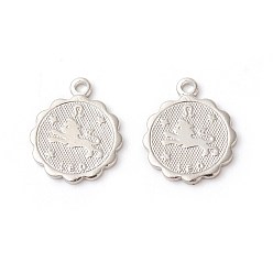 Лео Латунь прелести, стойки покрытие, плоские круглые с двенадцати созвездий, Лев, 14x11.5x1 мм, отверстие : 1.2 мм