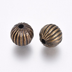 Antique Bronze CCB Plastic Corrugated Beads, Round, Grooved, Antique Bronze, 10mm, Hole: 2mm