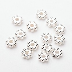 Plaqué Argent Abs flocon electroplated plastique perles d'espacement, couleur argent plaqué, 4x1.7mm, Trou: 1mm, environ41000 pcs / 500 g