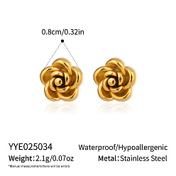 Настоящее золото 18K 304 серьги из нержавеющей стали, реальный 18 k позолоченный, 8 мм