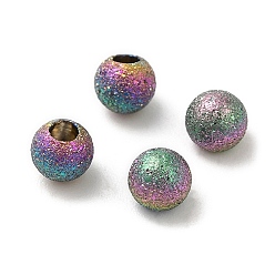 Rainbow Color Ионное покрытие (ip) 304 конец шнура из нержавеющей стали, Торцевые крышки, текстурированная круглая, Радуга цветов, 4 мм, отверстие : 1.6 мм
