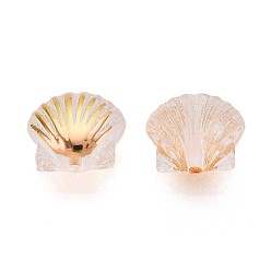 Прозрачный Прозрачные бусины из абс-пластика, формы раковины, золотой металл обвитыми, с половиным покрытием, прозрачные, 11x12.5x6.5~7 мм, отверстие : 1.6 мм, Около 1086 шт / 500 г
