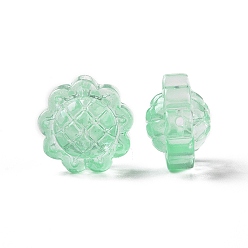 Medium Sea Green Transparent Spray Painted Glass Beads, Sunflower, Medium Sea Green, 15x10mm, Hole: 1.2mm