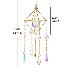 Cone Glass Suncatchers, Tassel Hanging Ornaments, Rainbow Maker, for Garden & Home Decoration, Cone, 450mm