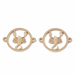 Scorpio 201 Stainless Steel Links connectors, Constellations, Flat Round, Golden, Scorpio, 21x16x1mm, Hole: 1.4mm
